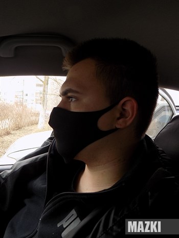 Черная защитная повязка на лицо - фото 35246
