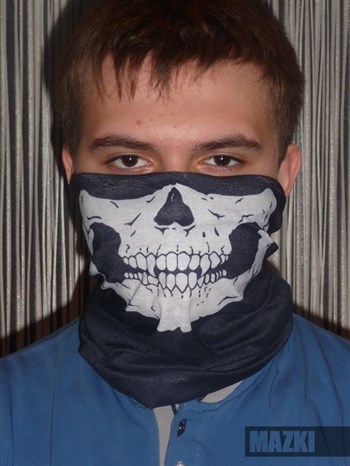 маска бафф шарф гоуст ghost с белым черепом (на половину лица)