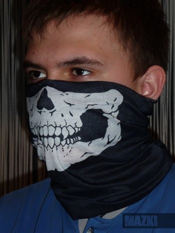 маска бафф шарф гоуст ghost с белым черепом (на половину лица)